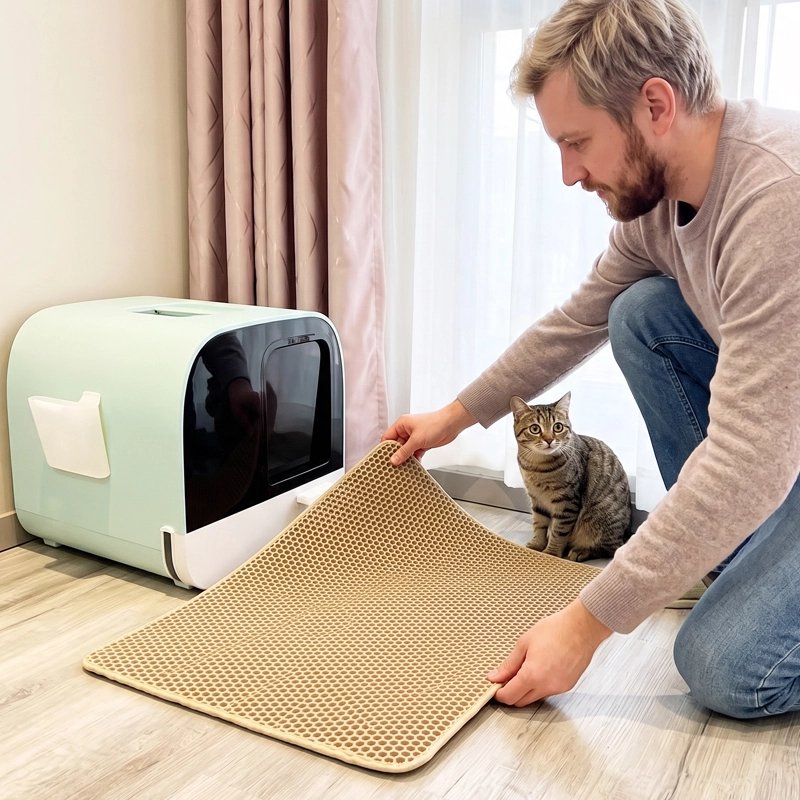 Tapis litière Chat propriétaire et chat