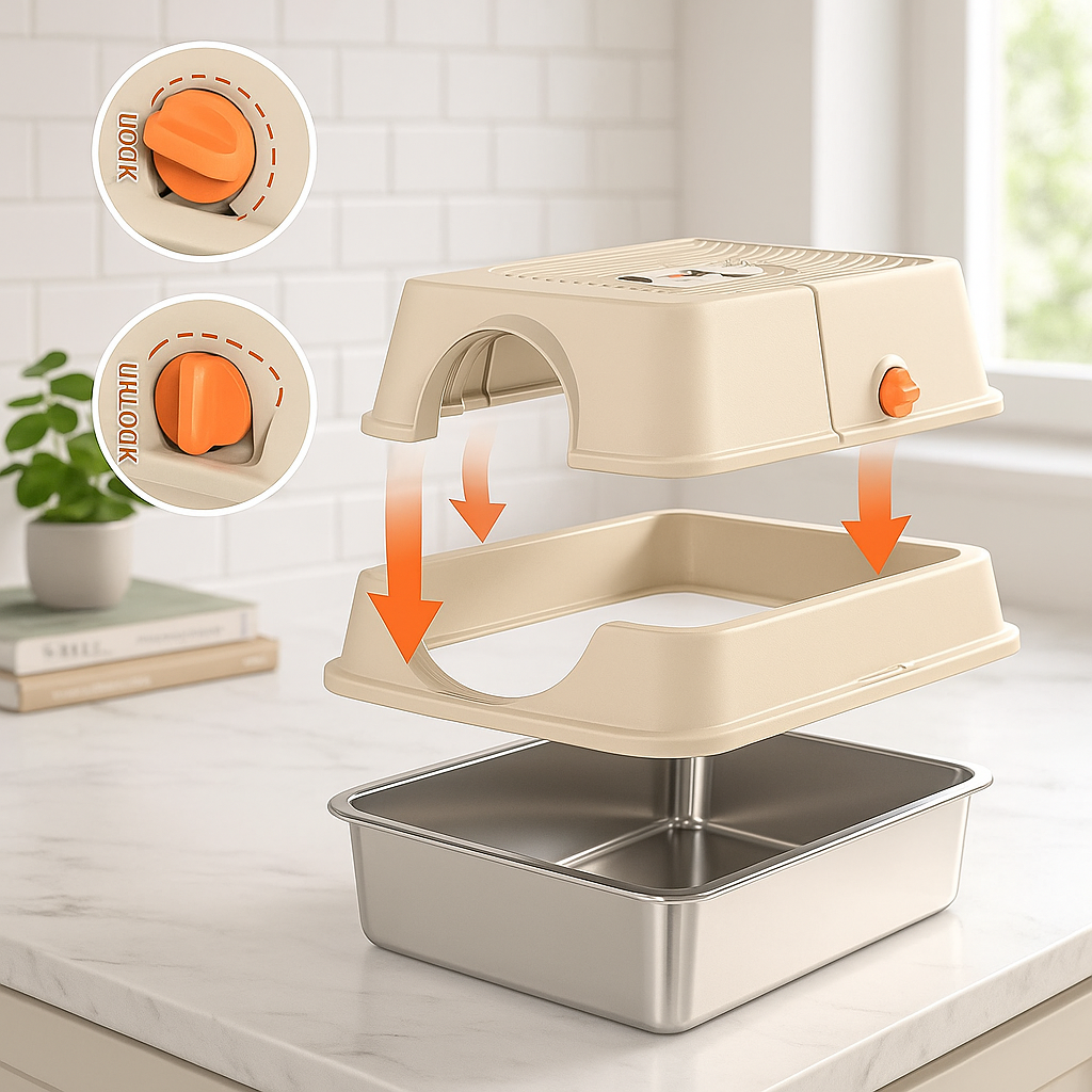 Assembler litière chat fermée