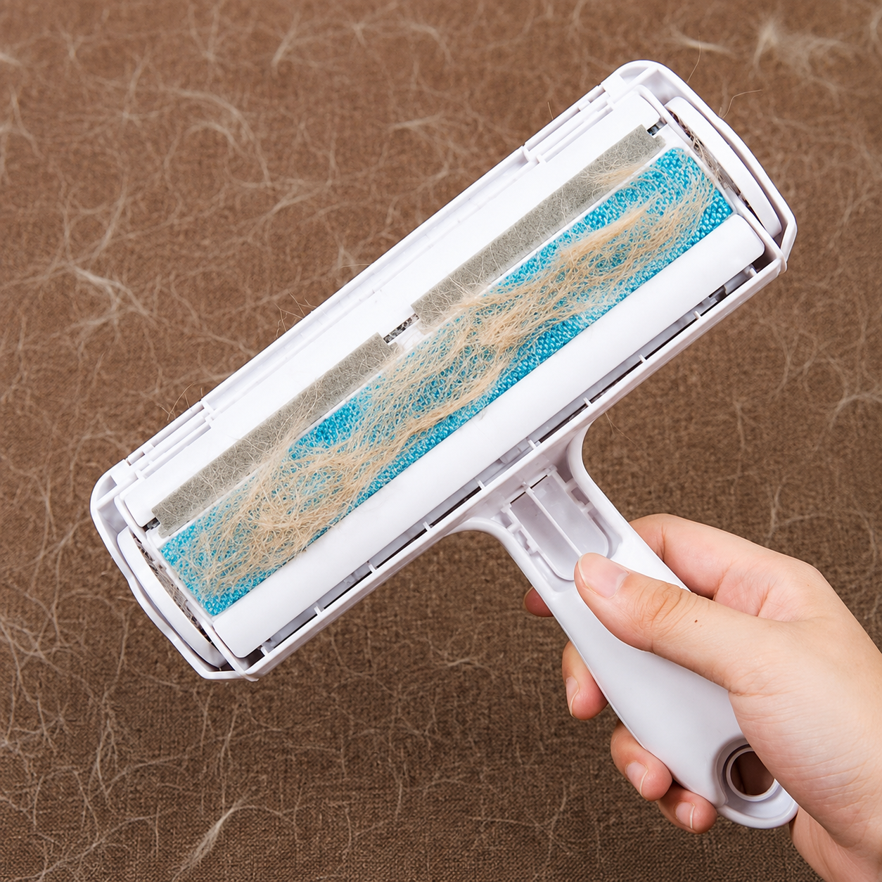 Brosse anti poil bleu poils