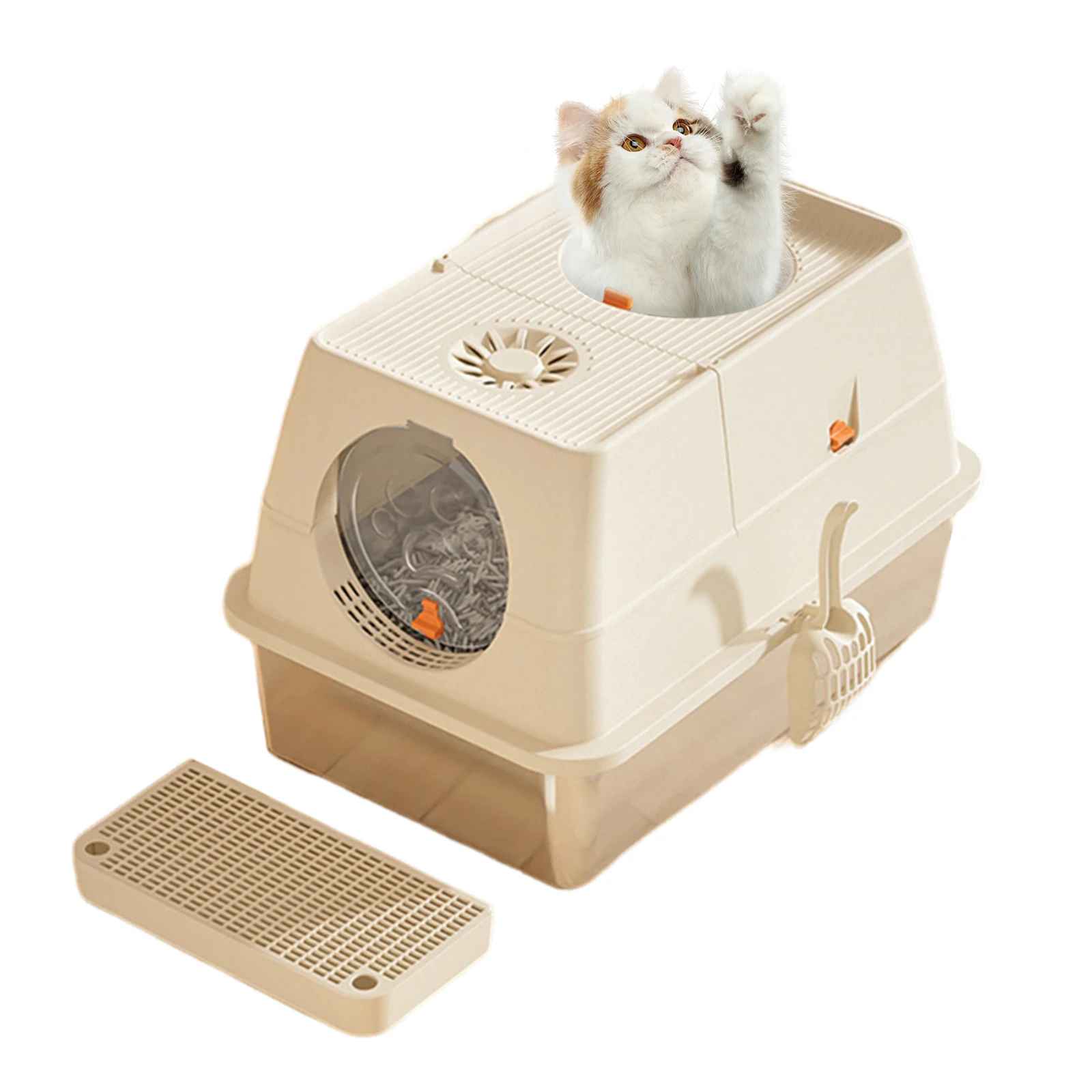 Litière chat fermée beige