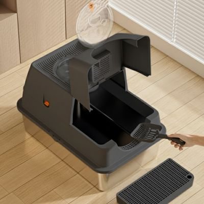 Litière chat fermée noir prête