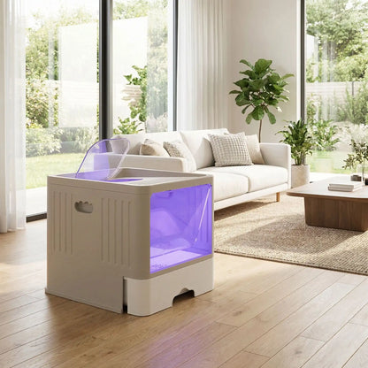 Litière pour chat fermée grise uv salon