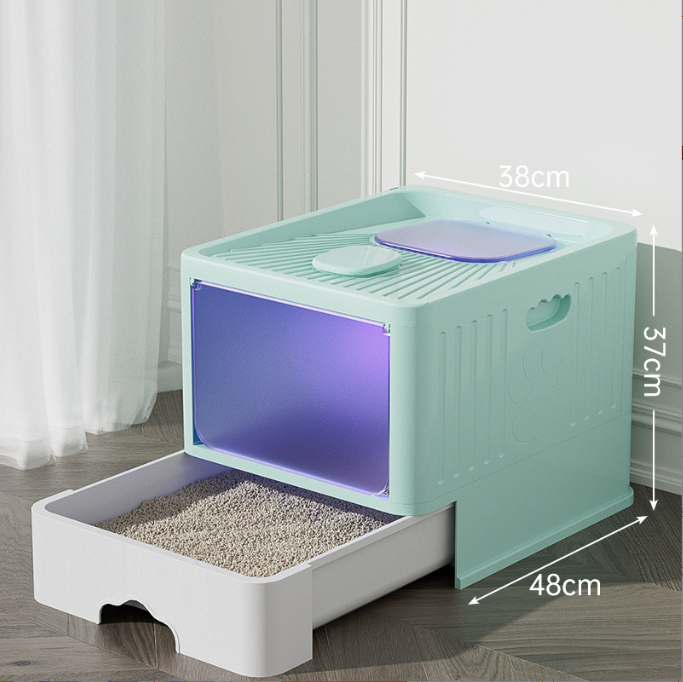 Litière pour chat fermée verte uv