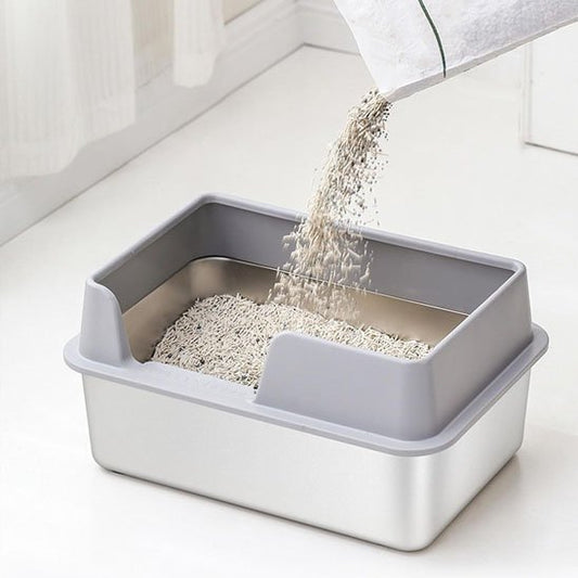 bac à litière pour chat double niveau avec litière