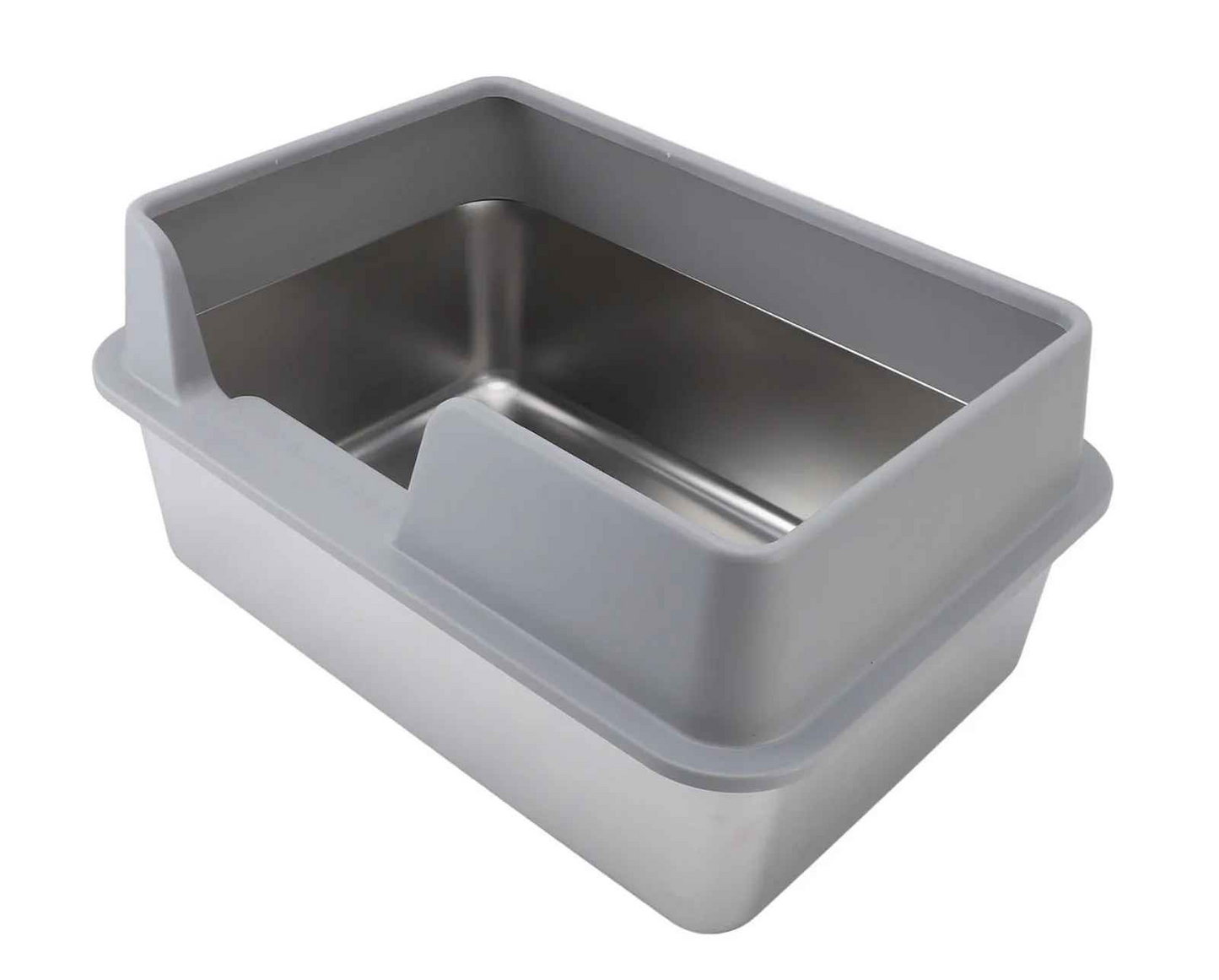 bac à litière pour chat double niveau gris