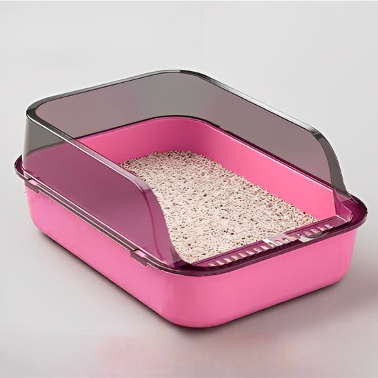Bac à litière pour chat rose