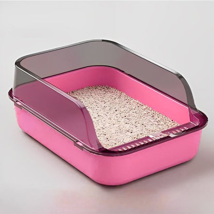 Bac à litière pour chat rose