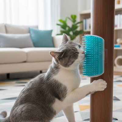 brosse pour chat bleu CoinCâlin™ salon