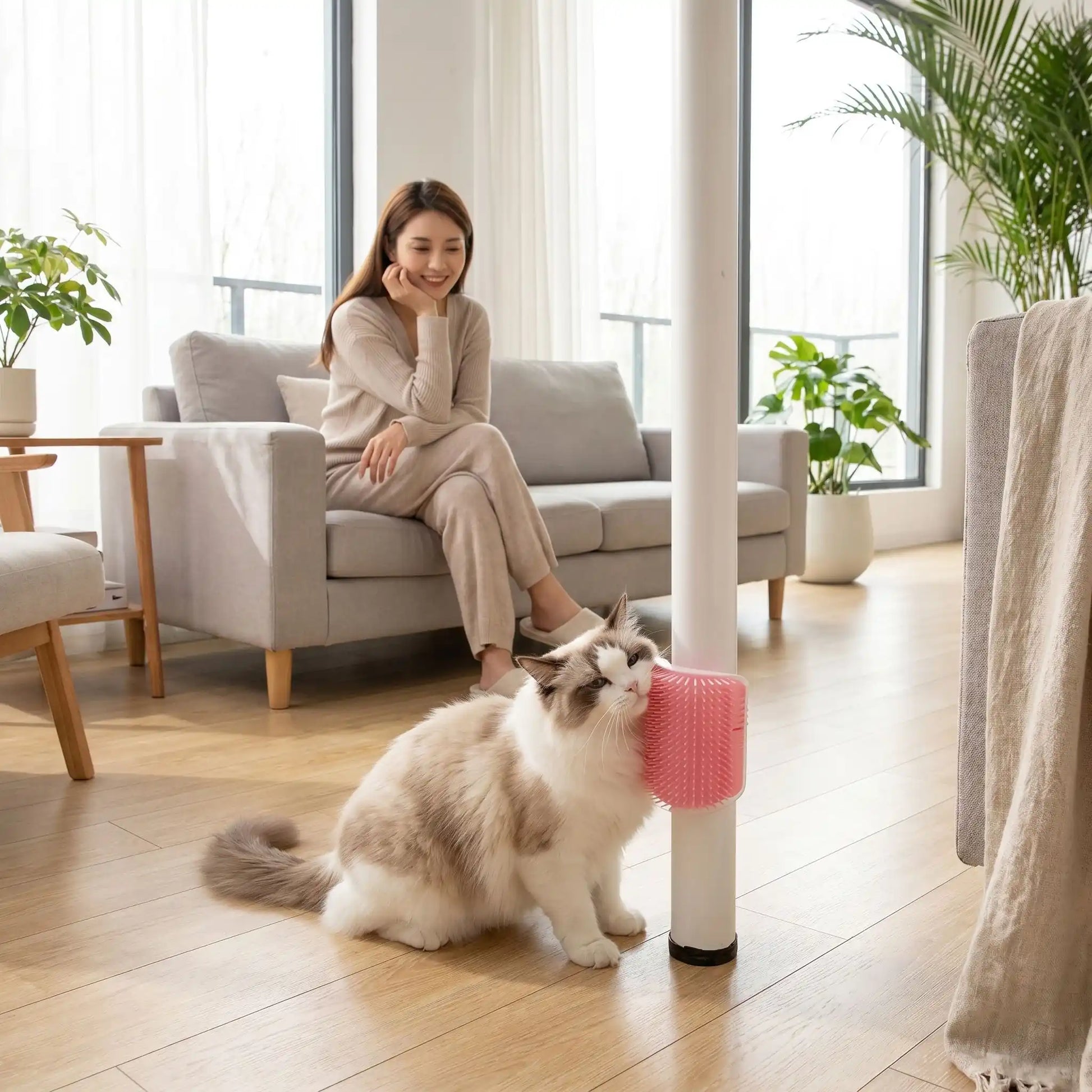 brosse pour chat rose CoinCalin salon