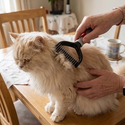 Brosse pour chat rouge chat blanc poilu 