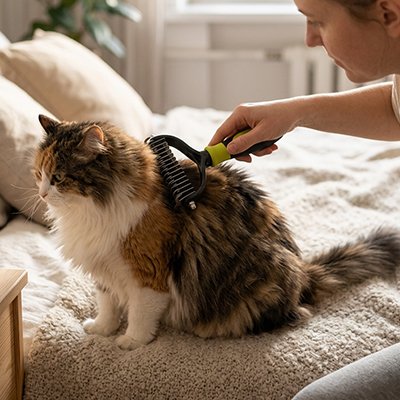 Brosse pour chat vert Anti-Poils Pro™  chat poilu salon