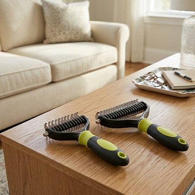 Brosse pour chat vert Anti-Poils Pro™ 