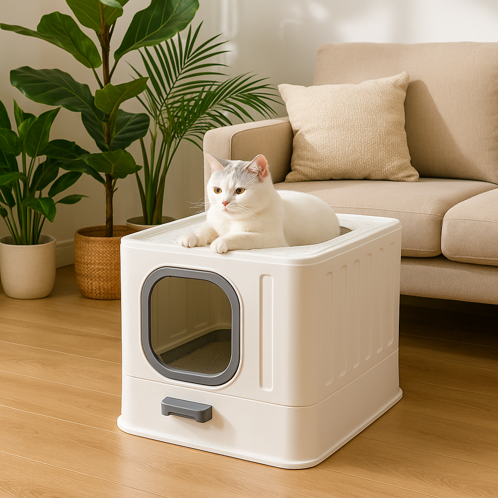 chat sortant de son bac à litière chat sortir supérieure