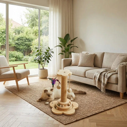 griffoir chat avec chat couche dans le salon