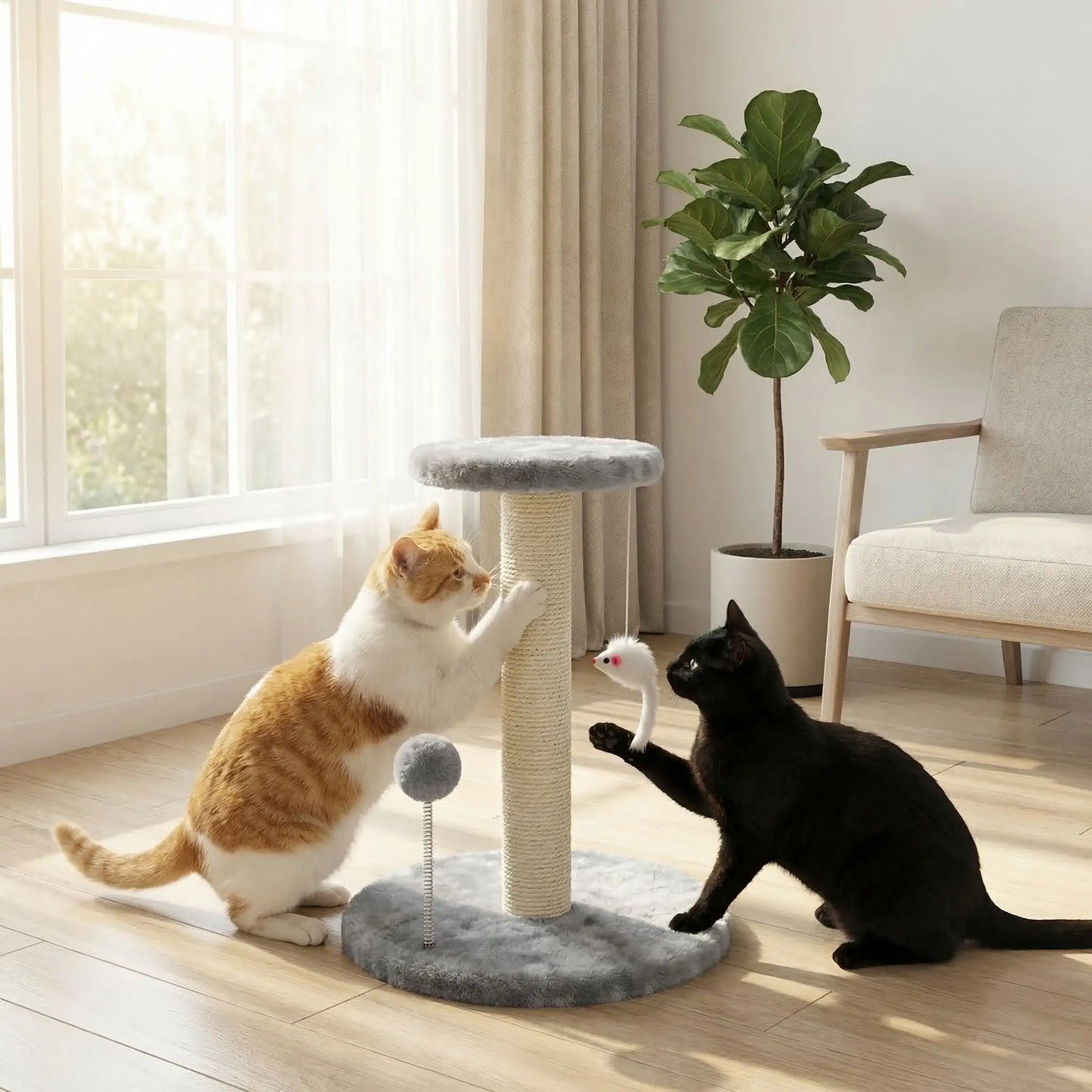 griffoir chat gris salon
