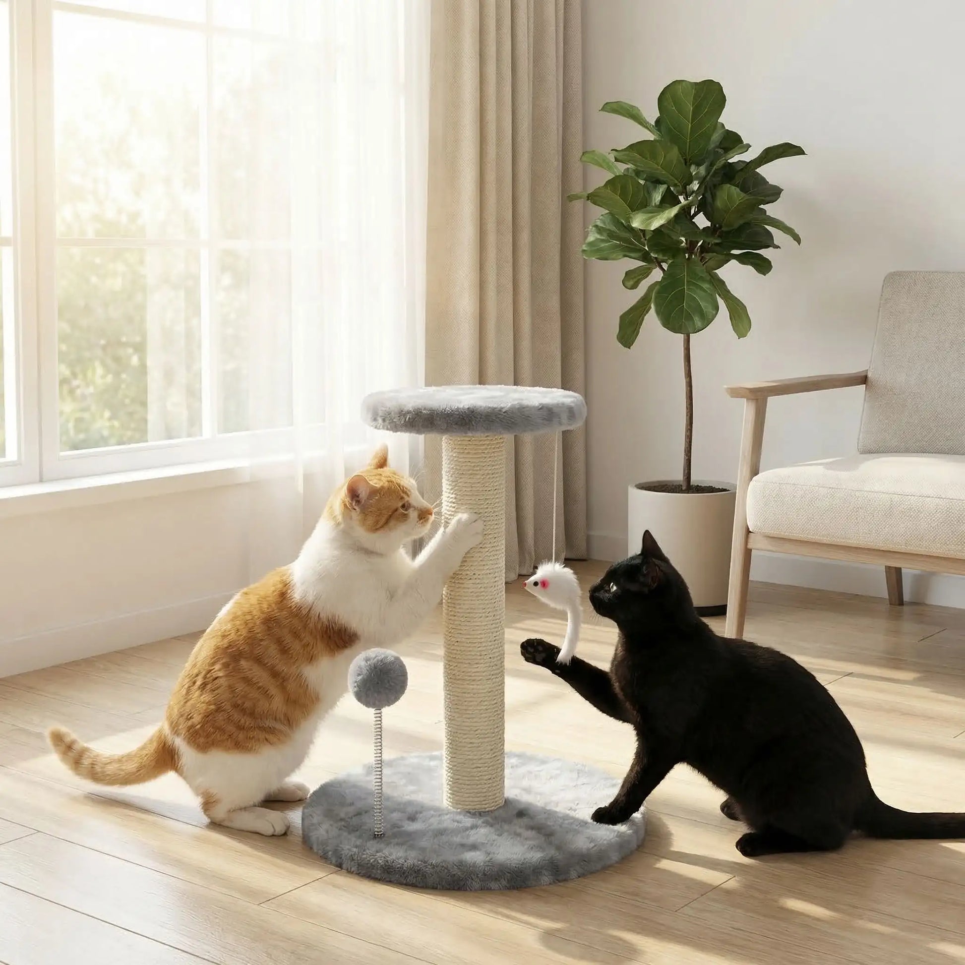 griffoir chat gris salon