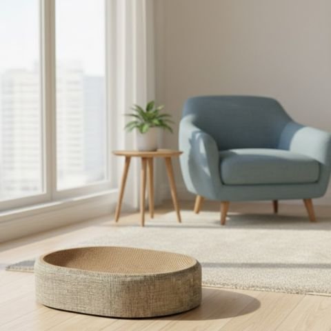 griffoir chat ovale canape bleu