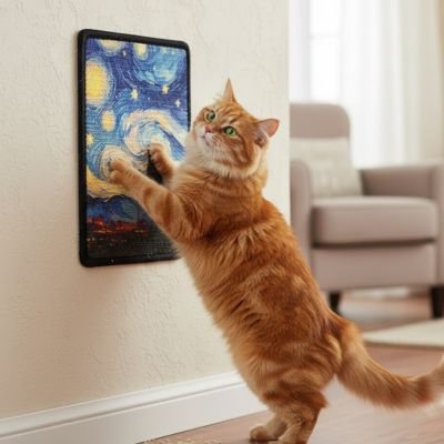 griffoir chat poster avec chat caramel