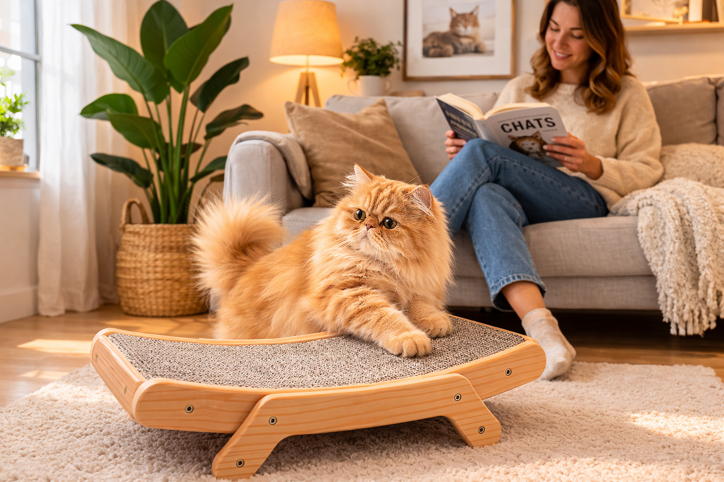 griffoir chat salon avec chat