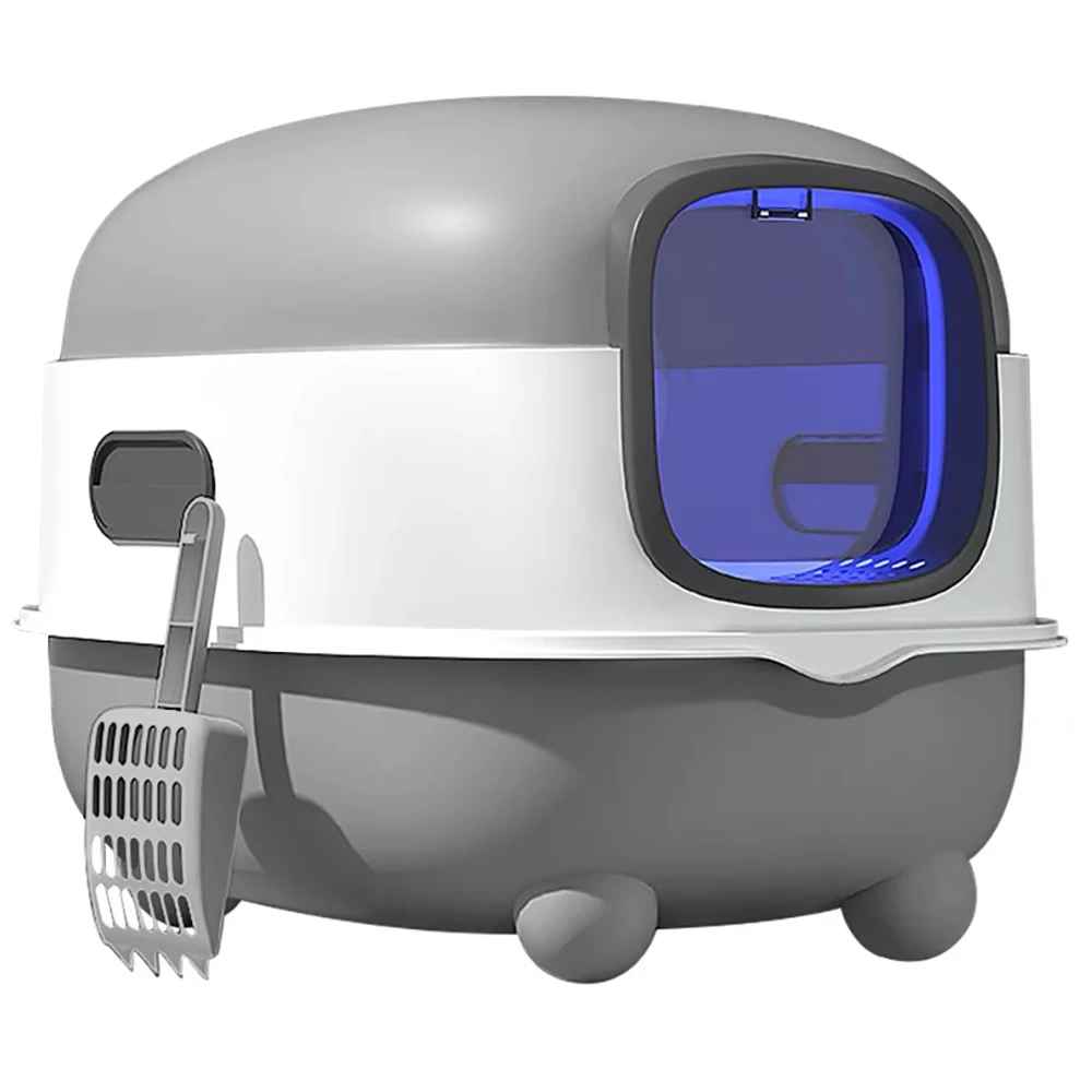 litière chat fermée grise