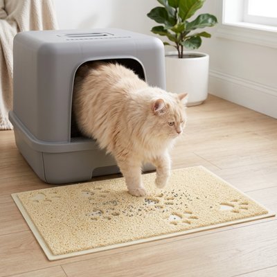 tapis litière chat beige stop grains chat beige