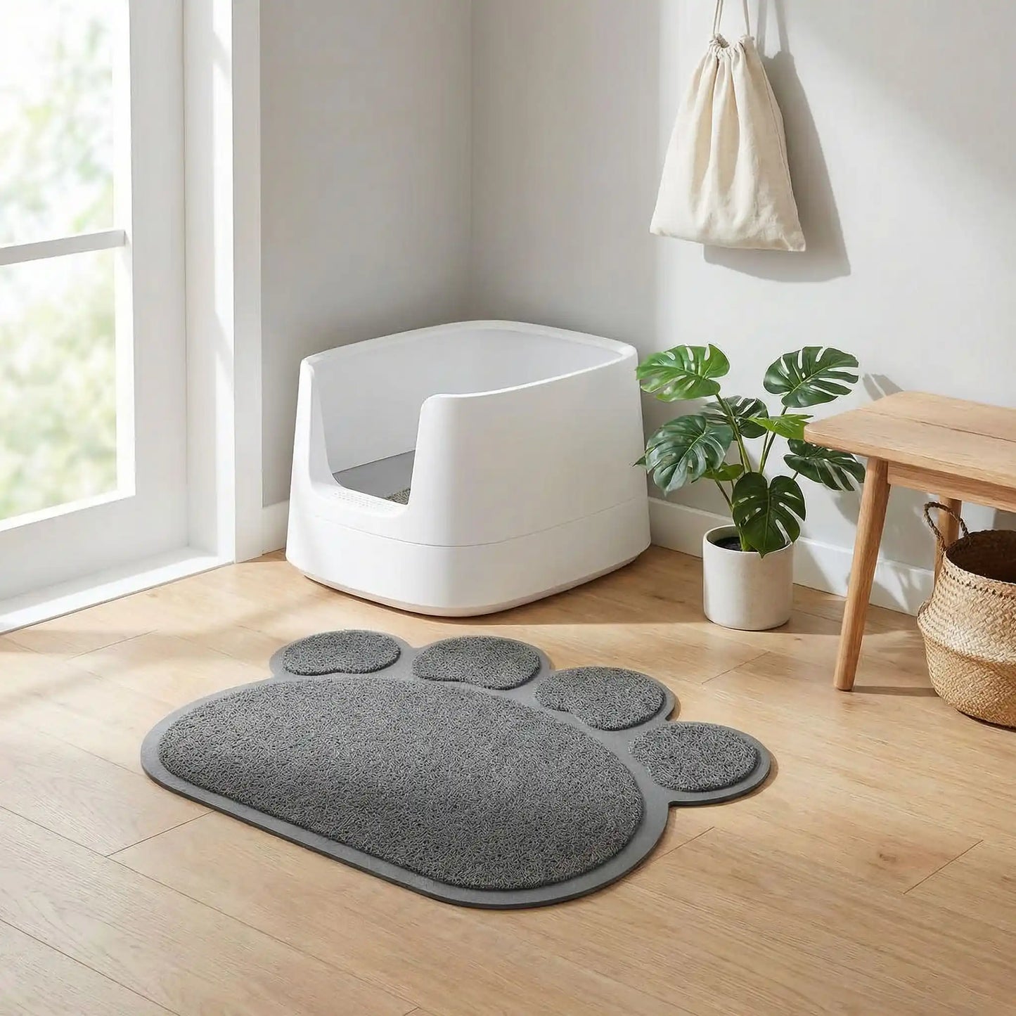 tapis litière chat gris