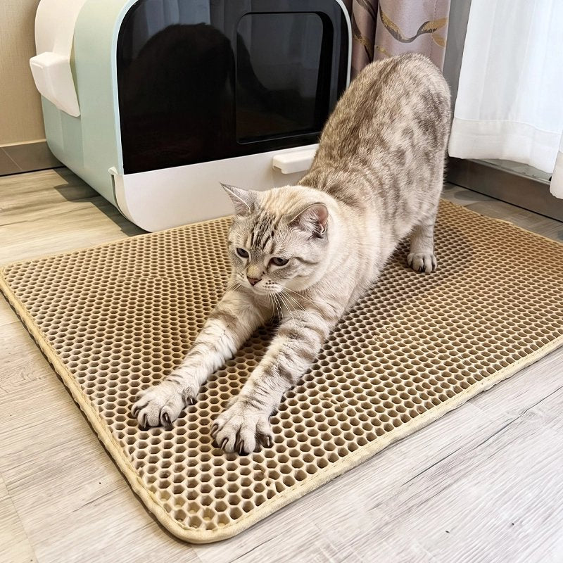 Tapis litière Chat jaune avec chat taché