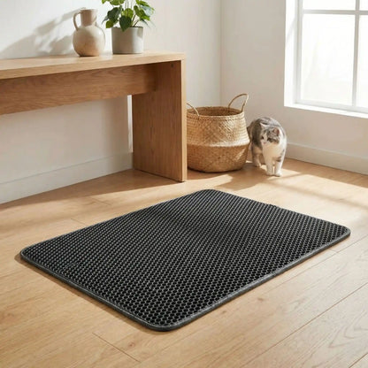 tapis litière chat noir salon chat