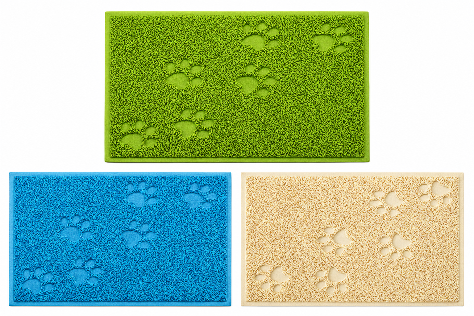 tapis litière chat vert bleu beige