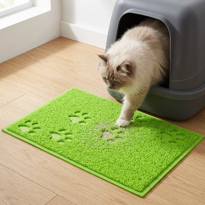 tapis litière chat vert empreintes