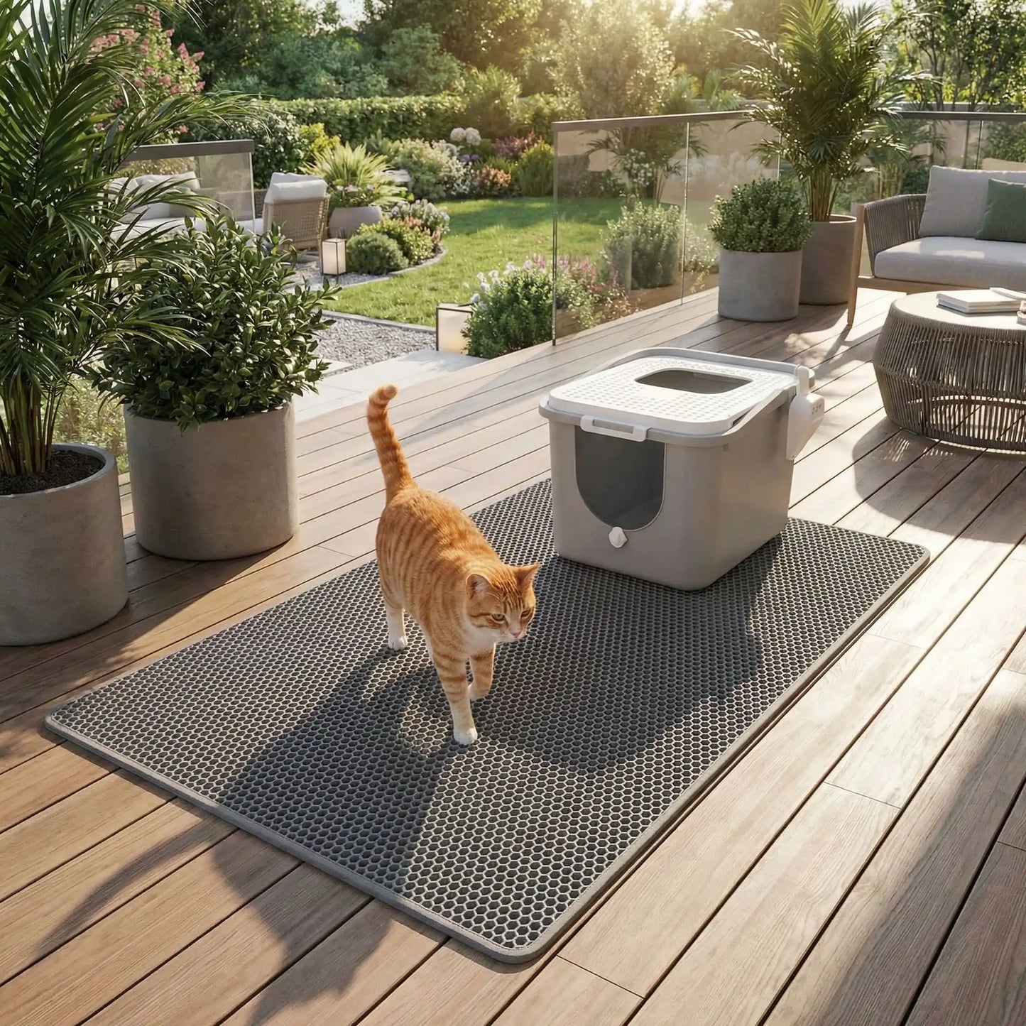 tapis litière pour chat terrasse